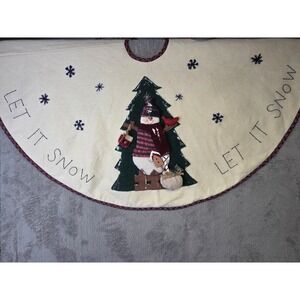 Christmas Tree Skirt Let It Snow Snowman Holiday Home Decor Decoration